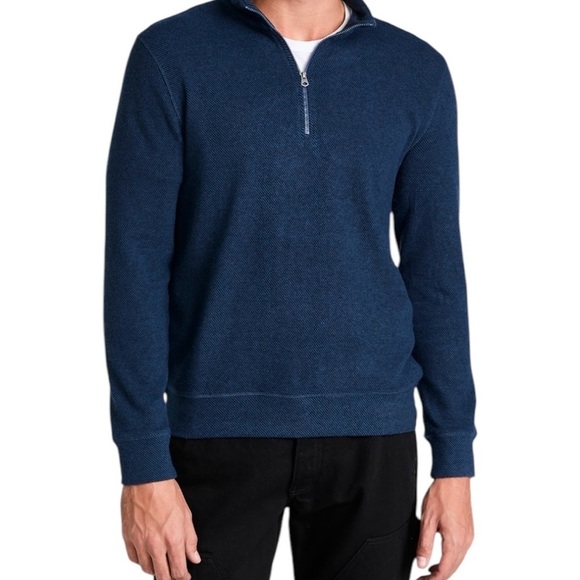 Faherty Legend Sweater Quarter Zip Navy Blue Twill Size Large - Picture 1 of 6